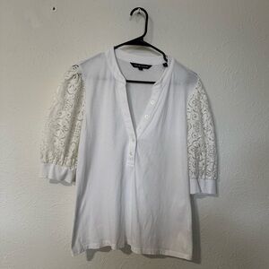 Veronica Beard White Top with Black Label Size M